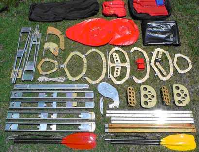 Components of folding kayak